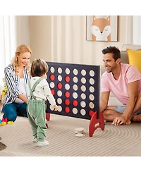 4-in-a-row Game Set Wooden Jumbo 4-to-Score with Carrying Bag