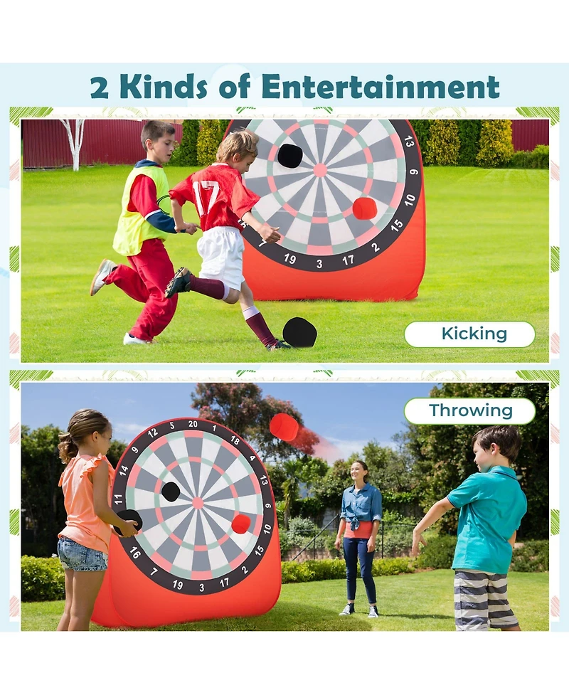 Large Dart Board for Kids with 4 Kick Balls
