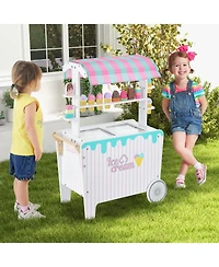Kids Ice Cream Cart Playset with Display Rack and Accessories