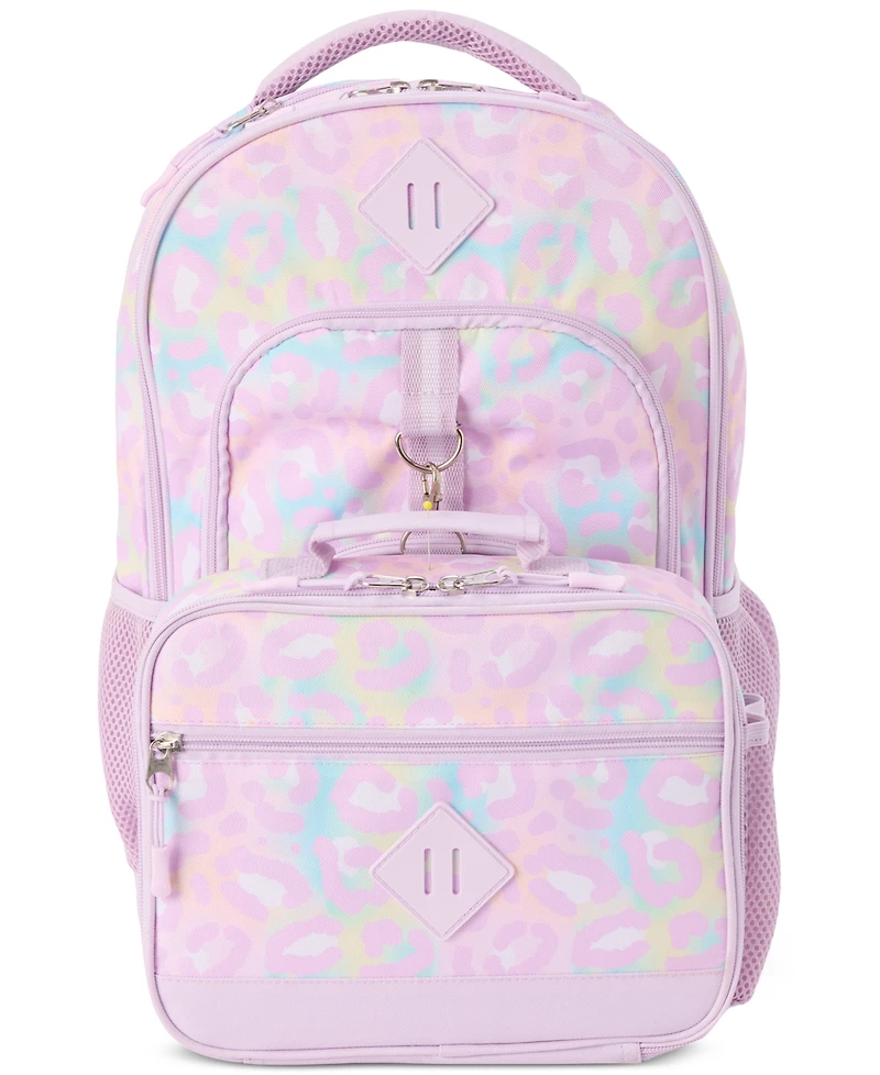 InMocean Big Girls Pastel Cheetah Backpack & Lunch Bag Set