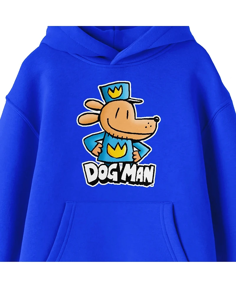 Dog Man Boys Character Posing Youth Royal Blue Long Sleeve Hooded Sweatshirt-xl