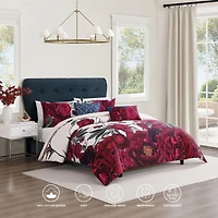 Bebejan Zinnia Bedding 100% Cotton Sateen 5 Piece Queen Size Reversible Comforter Set