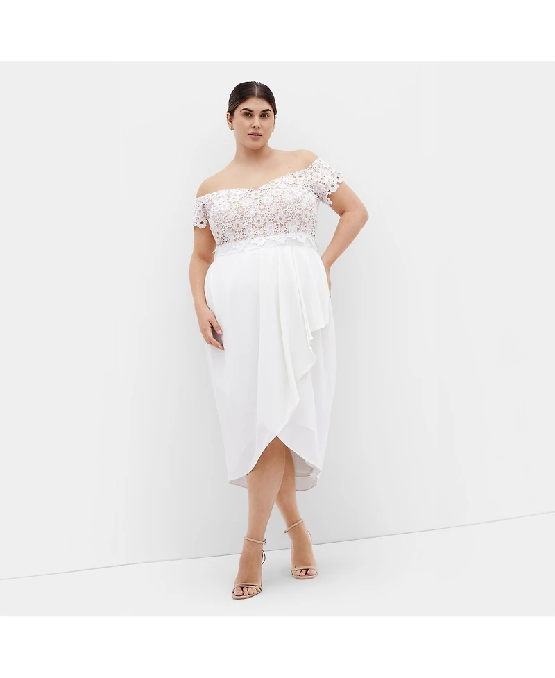 City Chic Women's Lace Glamour Midi Dress