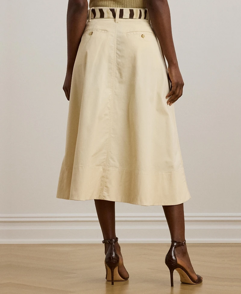 Lauren Ralph Women's Button-Front Micro-Sanded Twill Skirt