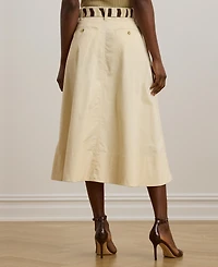 Lauren Ralph Women's Button-Front Micro-Sanded Twill Skirt