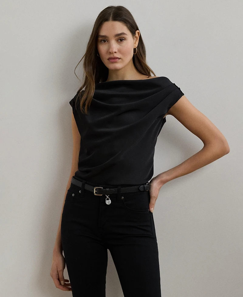 Lauren Ralph Women's Satin Charmeuse Off-the-Shoulder Blouse