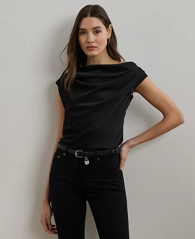 Lauren Ralph Women's Satin Charmeuse Off-the-Shoulder Blouse