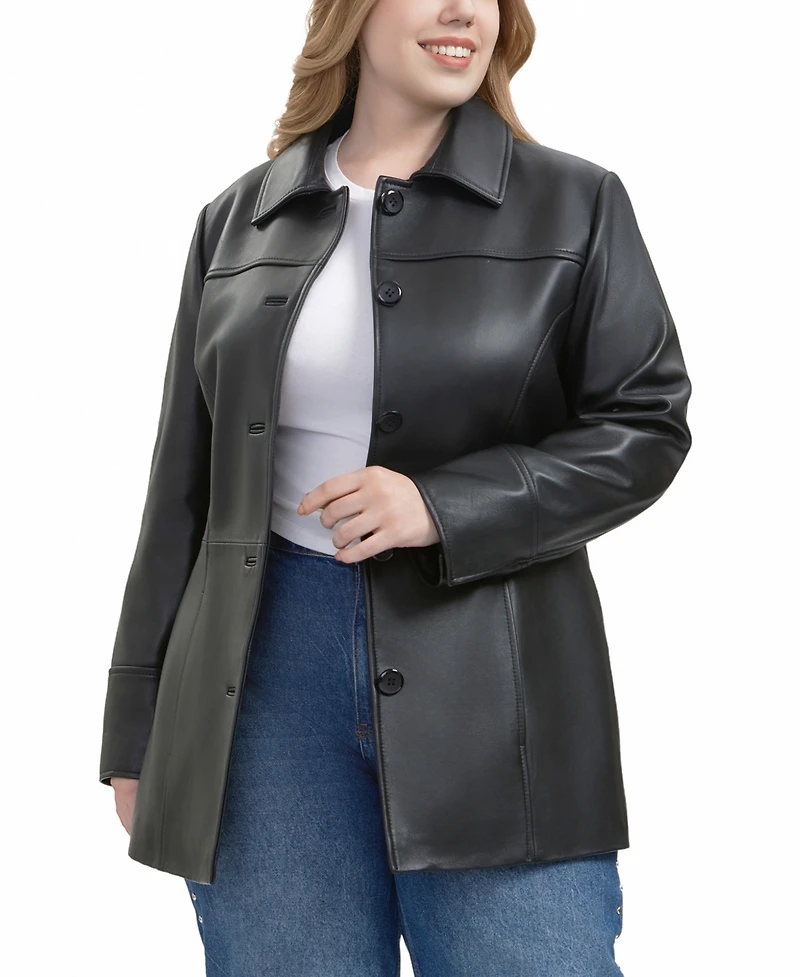 Bgsd Plus Sofia Leather Car Coat