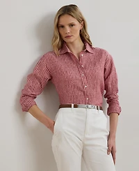 Lauren Ralph Women's Relaxed-Fit Striped Linen Shirt