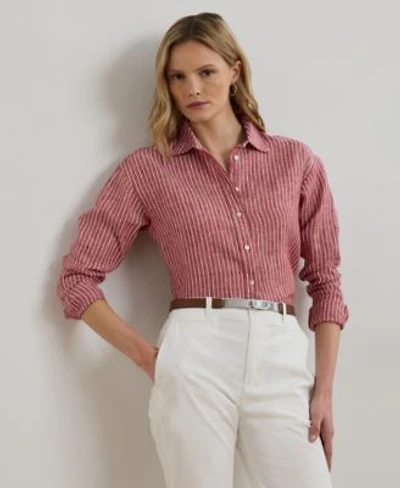 Lauren Ralph Lauren Womens Relaxed Fit Striped Linen Shirt P Xs 3x