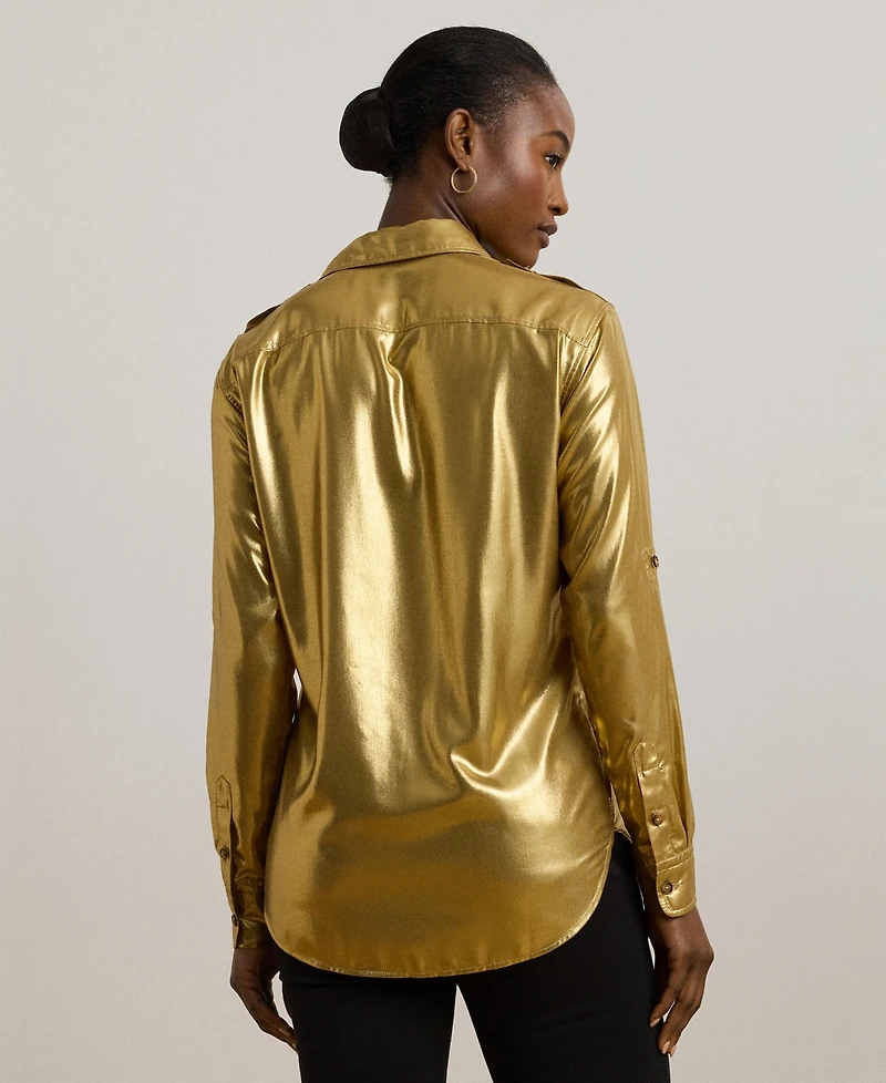 Lauren Ralph Women's Metallic Chiffon Shirt