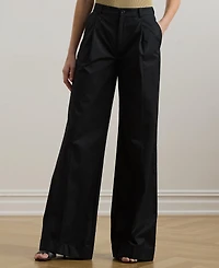 Lauren Ralph Women's Pleated Cotton Twill Wide-Leg Pants