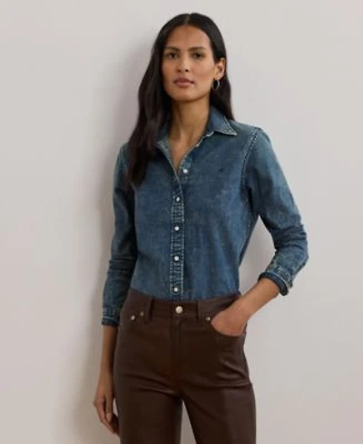 Lauren Ralph Lauren Womens Classic Fit Denim Shirt Xs 3x