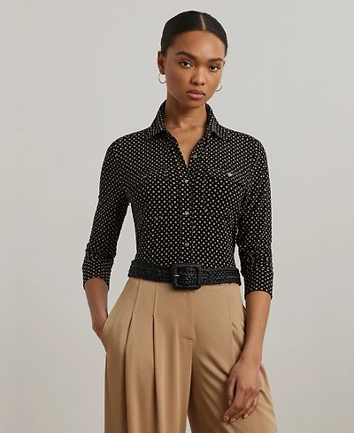 Lauren Ralph Women's Slim-Fit Geo-Print Jersey Shirt
