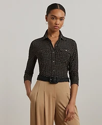 Lauren Ralph Women's Slim-Fit Geo-Print Jersey Shirt