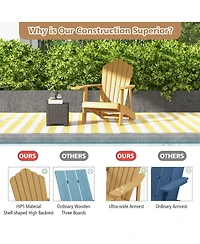 Gymax Patio Hips Outdoor Weather Resistant Slatted Chair Adirondack w/ Cup Holder