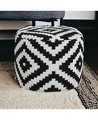 18" Black Cotton Blend Ottoman
