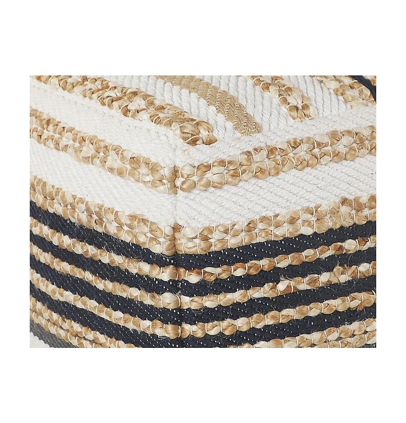 18" Tan Jute Ottoman