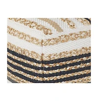 18" Tan Jute Ottoman