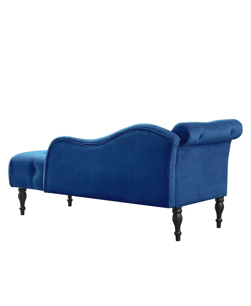 60 Inch Velvet Tufted Chaise Lounge with Nailhead Trim Solid Wood Legs and Pillow for Living Room Bedroom Reading or Relaxing-The Pop Home