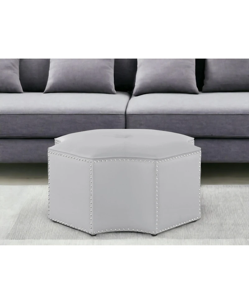 Tufted Faux Leather Octagonal Cocktail Ottoman for Stylish Living Room Seating