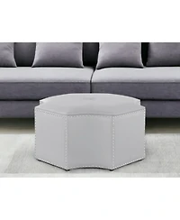 Tufted Faux Leather Octagonal Cocktail Ottoman for Stylish Living Room Seating