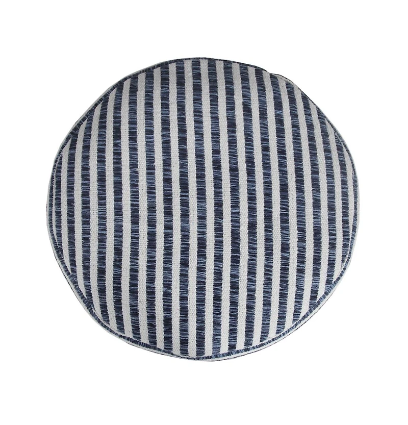18" Blue 100% Cotton Ottoman
