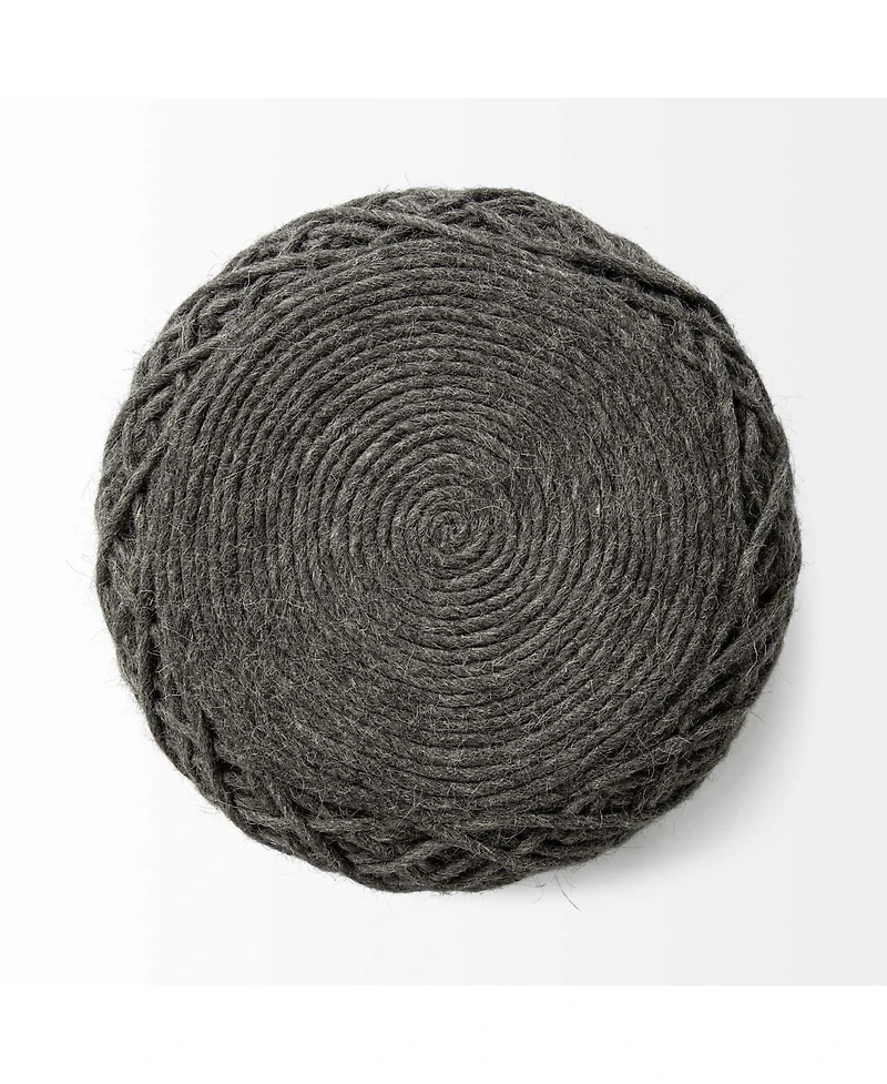 Soft Wool Cylindrical Pouf with Diamond Design for Home Decor and Footrest