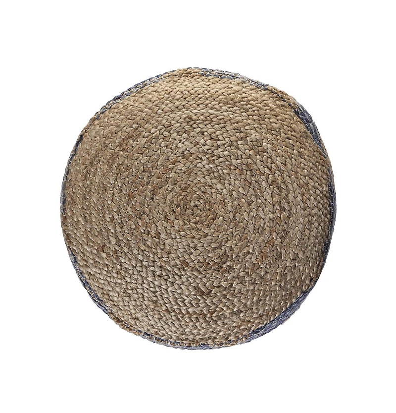 Woven Jute Ottoman for Extra Seating and Rustic Living Room Accent