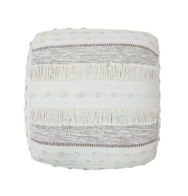 Cotton Striped Pouf Ottoman for Living Room and Bedroom Seating
