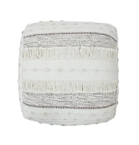 Cotton Striped Pouf Ottoman for Living Room and Bedroom Seating