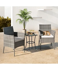 2 Pieces Outdoor Pe Rattan Armchairs with Cozy Seat Cushions