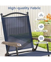 Set of 2 Patio Folding Sling Back Camping Deck Chairs
