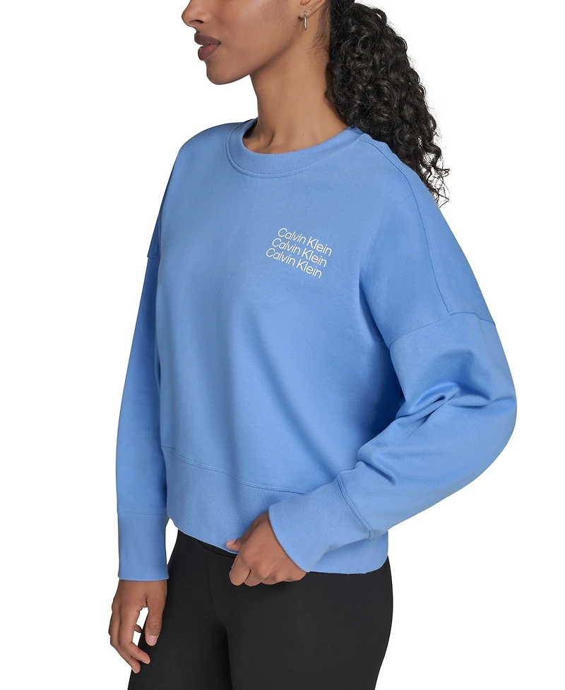 Calvin Klein Performance Women's Mini Triple Logo Pullover Sweatshirt
