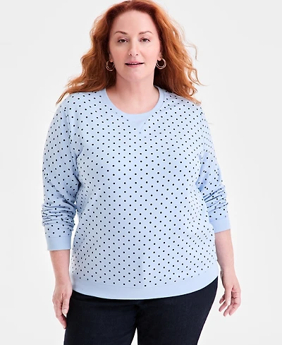 Style & Co Plus Fleece Crewneck Long-Sleeve Top