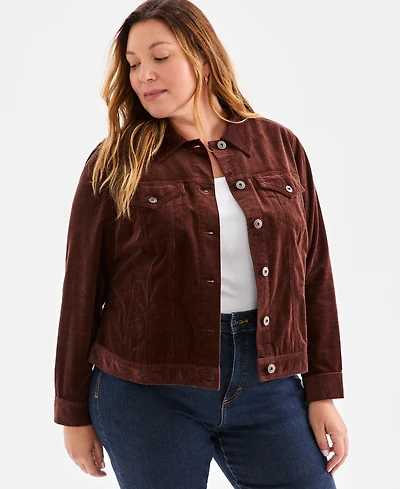 Style & Co Plus Corduroy Button-Front Jacket, Macy's Exclusive