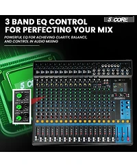 5 Core Audio Dj Mixer 20 Channel Sound Board Console w 24 Spx Effect 48V Phantom Power Mx 20CH Xu