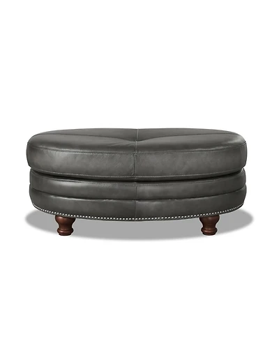 Hydeline Belfast 42" Top Grain Leather Oval Ottoman