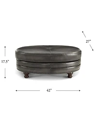 Hydeline Belfast 42" Top Grain Leather Oval Ottoman