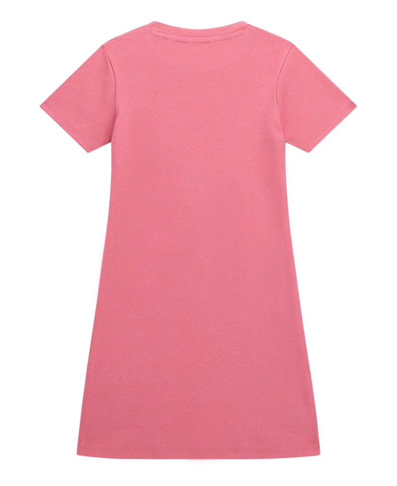 Guess Big Girl Short Sleeve Rib Dress with Embroidered Logo