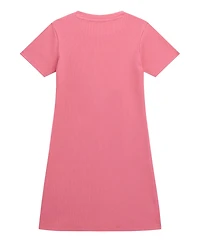 Guess Big Girl Short Sleeve Rib Dress with Embroidered Logo