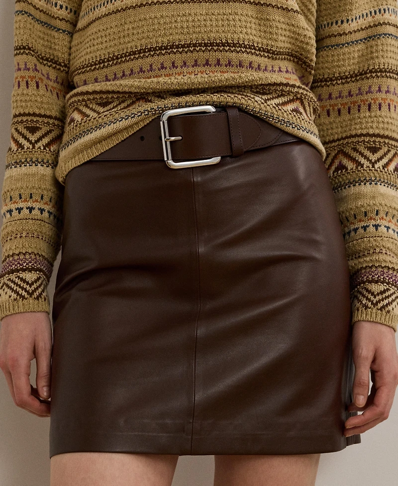 Lauren Ralph Women's Lambskin Pencil Miniskirt