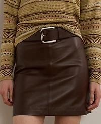 Lauren Ralph Women's Lambskin Pencil Miniskirt