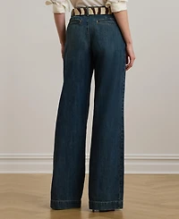 Lauren Ralph Women's High-Rise Pleated Wide-Leg Jeans