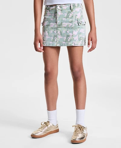 With Jules Big Girls Printed Cotton Cargo Skort