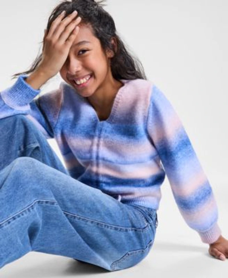 With Jules Big Girls Drawstring Rainbow Sweater Wide Leg Jeans