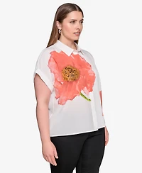 Karl Lagerfeld Paris Plus Placed Floral Blouse