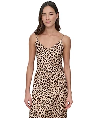Dkny Jeans Women's Animal-Print Washed Satin Slipdress - L3Z