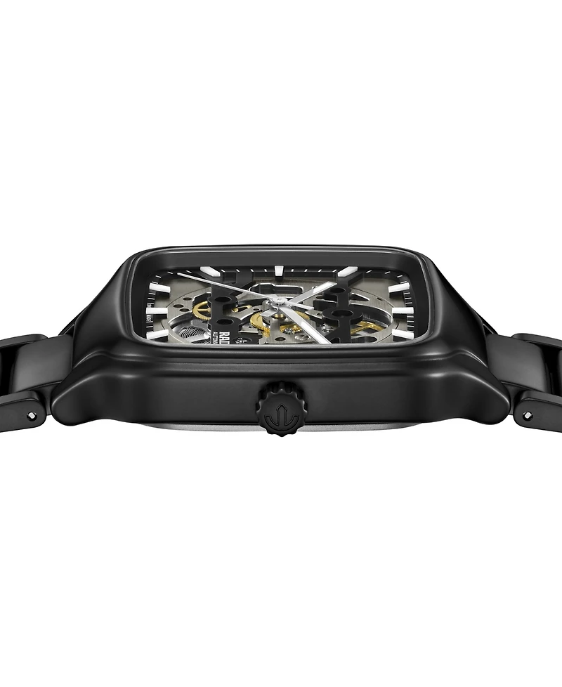 Rado Unisex Swiss Automatic True Square Black High Tech Ceramic Bracelet Watch 38mm