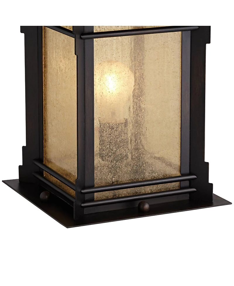 Franklin Iron Works Hickory Point Rustic Farmhouse Outdoor Pier Mount Lights Set of 2 Walnut Bronze 16 1/2" Frosted Cream Glass for Exterior Barn